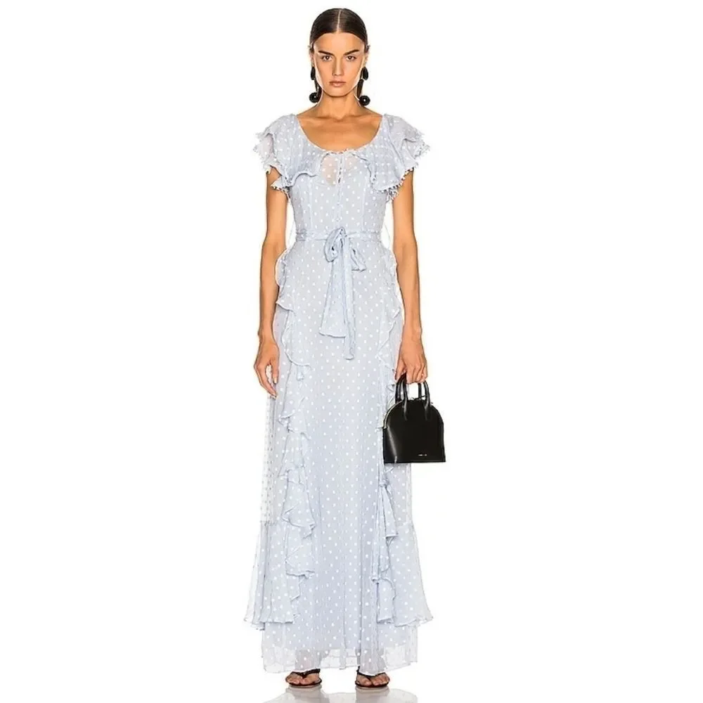 Alice McCall Moon Talking Ruffle Maxi Dress Crystal Bue sz 2 NEW - Picture 2 of 13